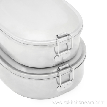 Oval Adult And Kids Stainless Steel Bento Box